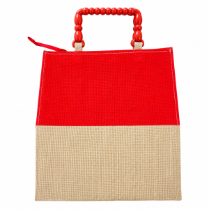 Grihvastu Reusable Jute Work Tote Lunch Bag with Zip - Beige Large Hessian Tiffin Carry Bag, 11x12 Inches (Pack of 1)