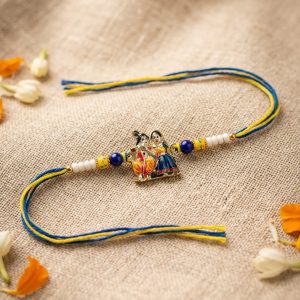 Grihvastu Handcrafted Radha Krishna Devotional Designer Rakhi (Single String)