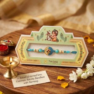 Grihvastu Handcrafted Celestial Sun & Moon & Ganpati Designer Rakhi (Single String)
